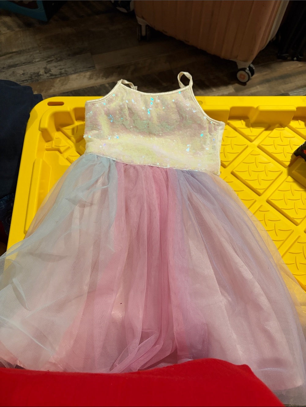 Cat & Jack White Sequin Bodice Pink and Lavender Tulle Dress